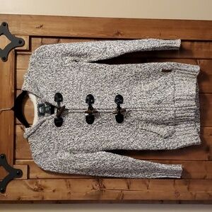 Roots Kids Black White Fleck Cotton Blend Zip Up Hooded Sweater Size M 7…